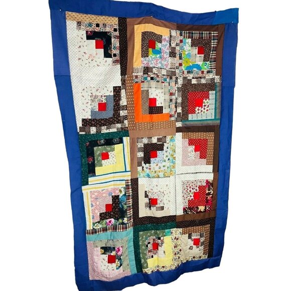 Cottage Core Quilted Patchwork Wall Hanging Unfinished Throw u Rail Fence 35 x 5